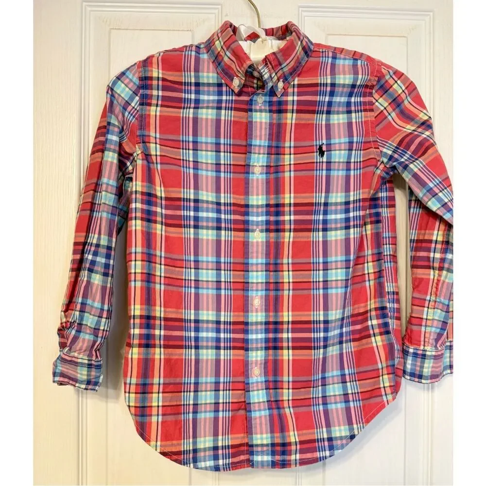 Ralph Lauren Boys Plaid Button Down Shirt Sz. 7. Preppy Classic